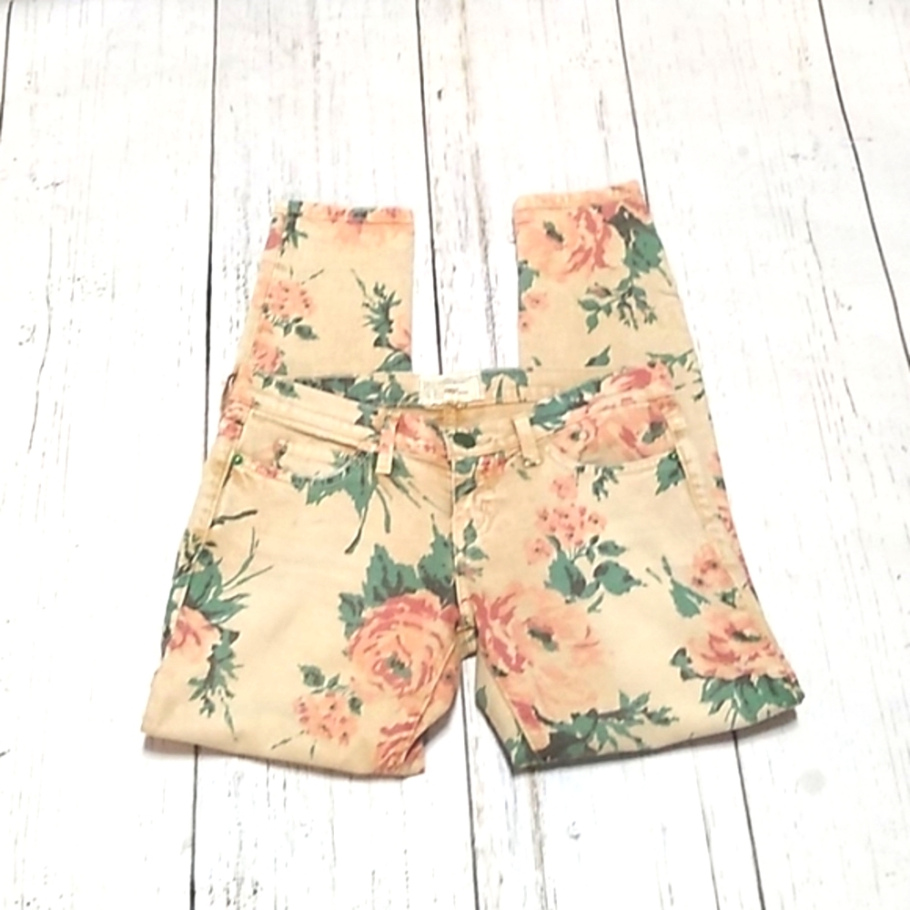 CURRENT/ELLIOTT The Stiletto Haystack Floral skinny ankle jeans 26